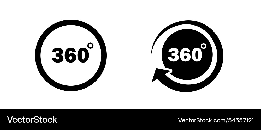 360 degrees icon set rotation and angle of views vector image