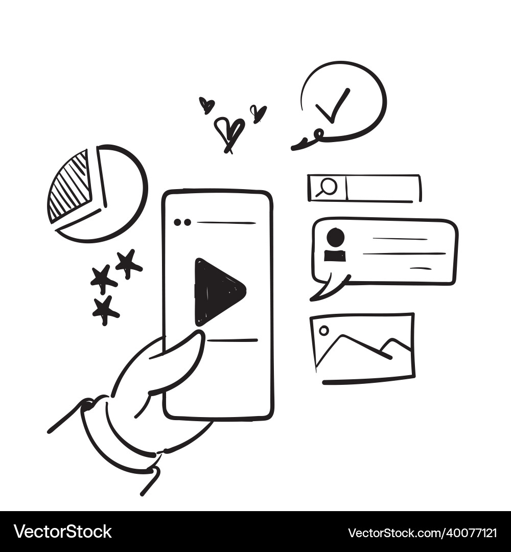 Hand drawn doodle digital screen video rendering Vector Image