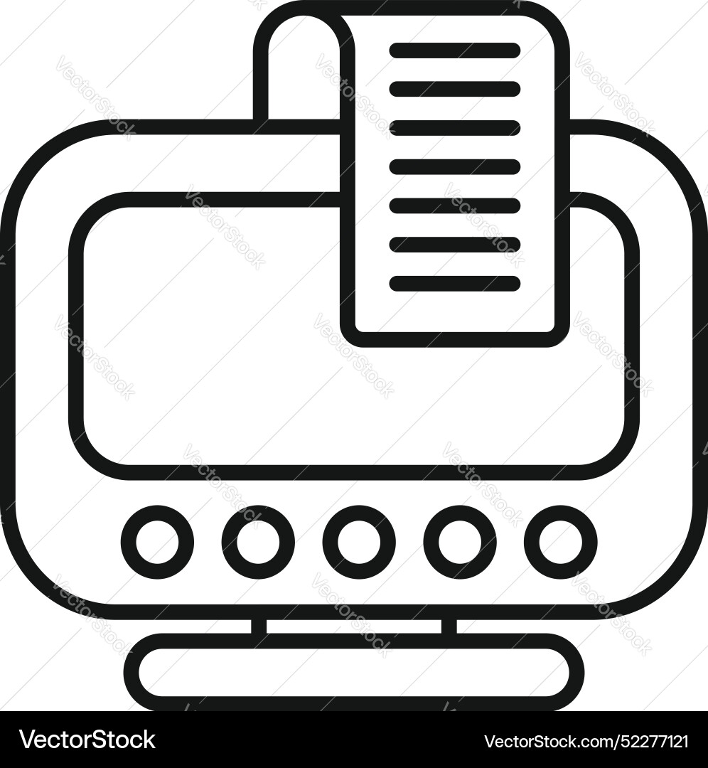 Retro computer printing a document line icon Retro computer printing a document line icon vector image