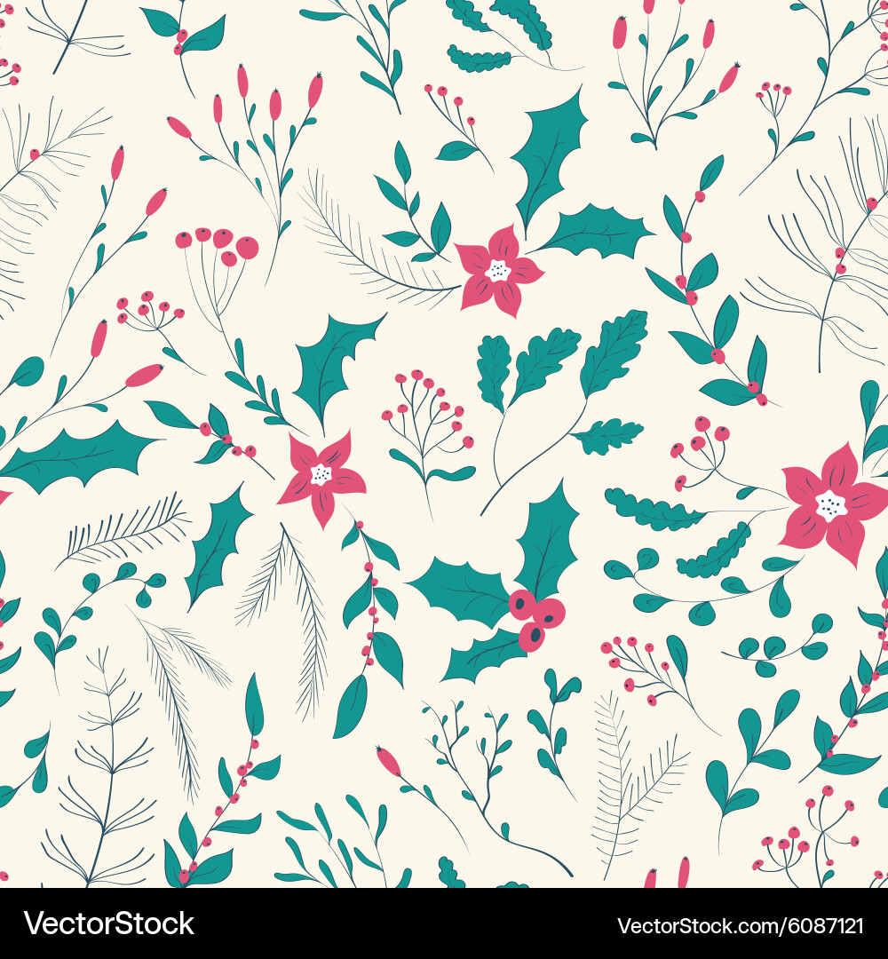 Seamless floral pattern with winter plants Vector Image