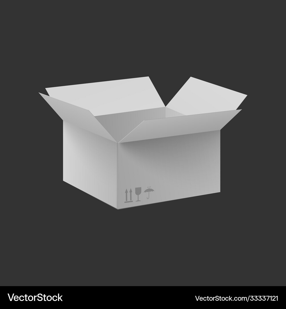 Side view open white box container realistic – Royalty-Free Vector |  VectorStock, image size:1000x1080