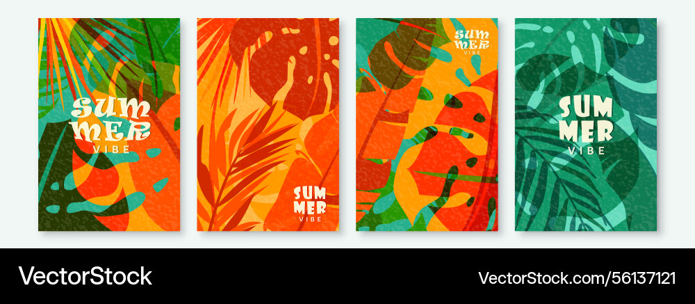 Summer tropic pattern set background tropical Vector Image