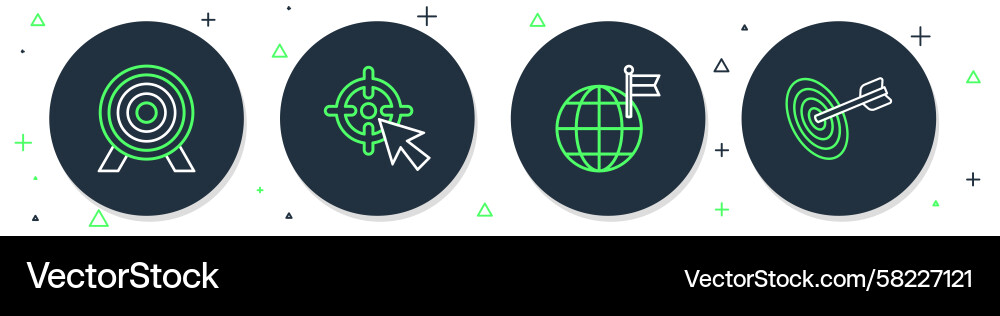 Target & Planet Set with Flag Vector Image