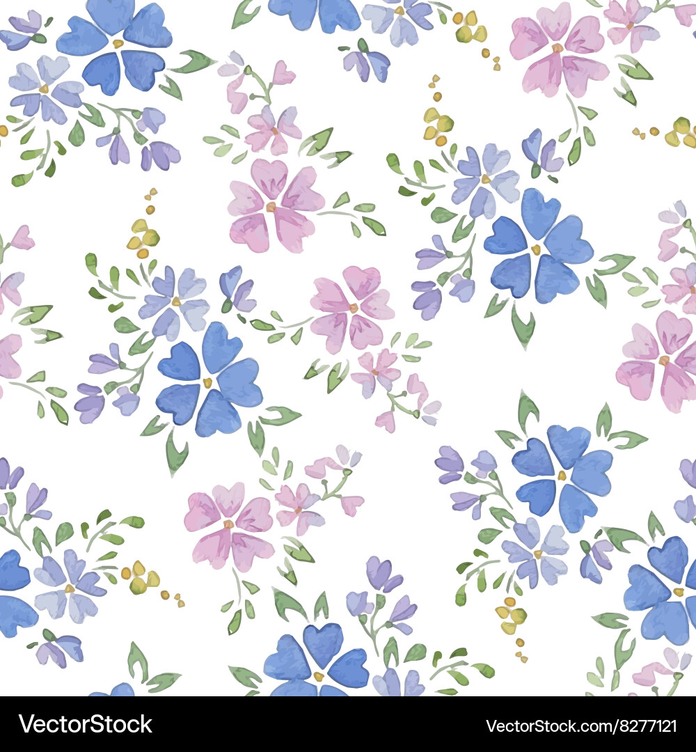 Watercolor Floral Seamless Pattern Vector Image