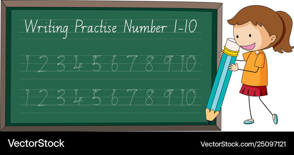 Writing practise number ten Vector Image