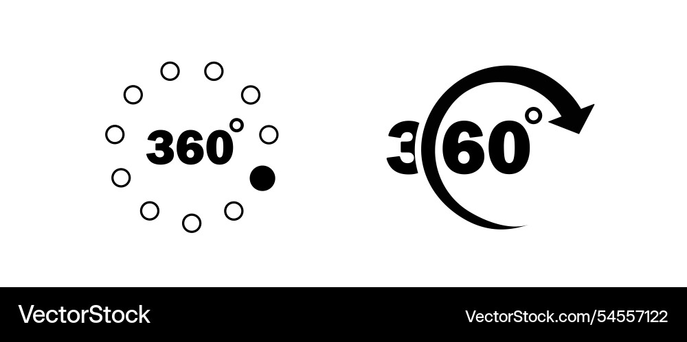 360 degrees icon set rotation and angle of views vector image