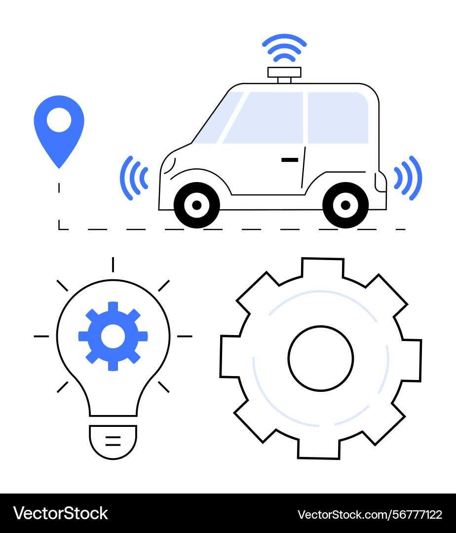 Autonomous vehicle with smart technology concepts vector image