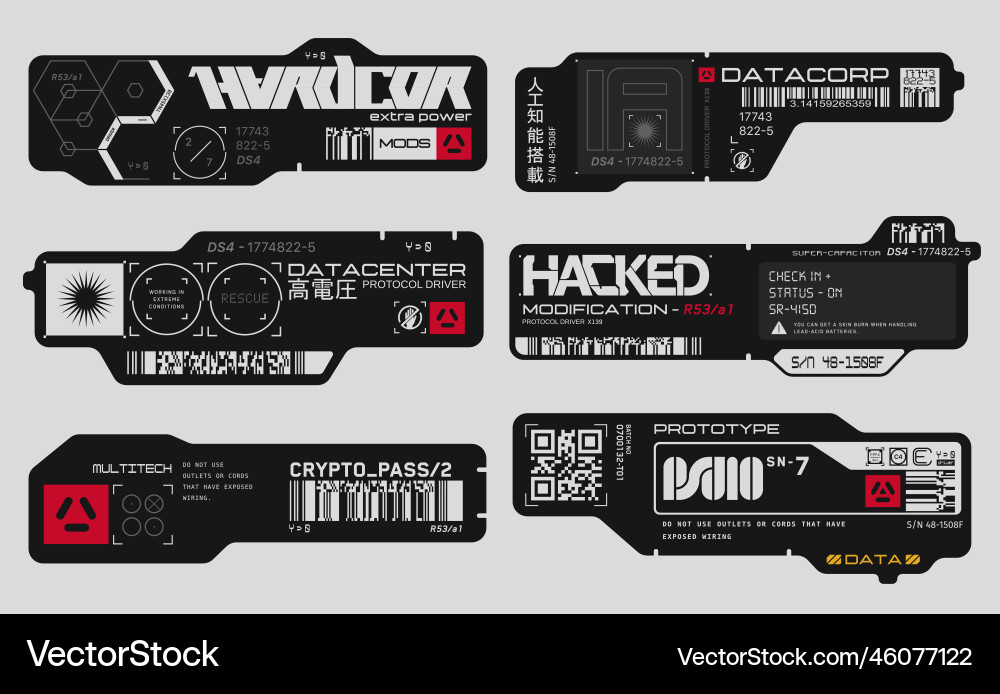 Cyberpunk Warning Decals - AI & High Voltage – Royalty-Free Vector ...