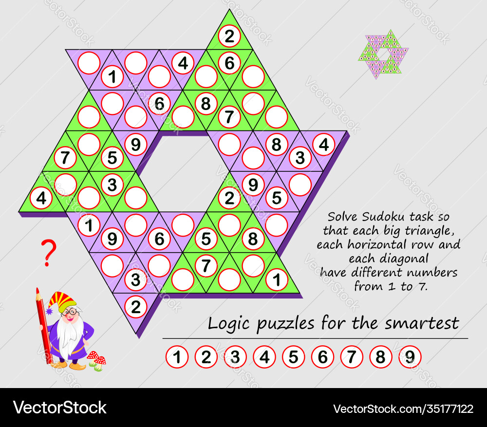 Logic Puzzle Game - Number Triangle Vector Image