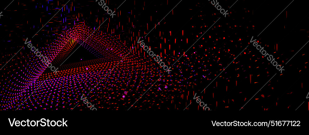 Neon triangular tunnel on black background Vector Image