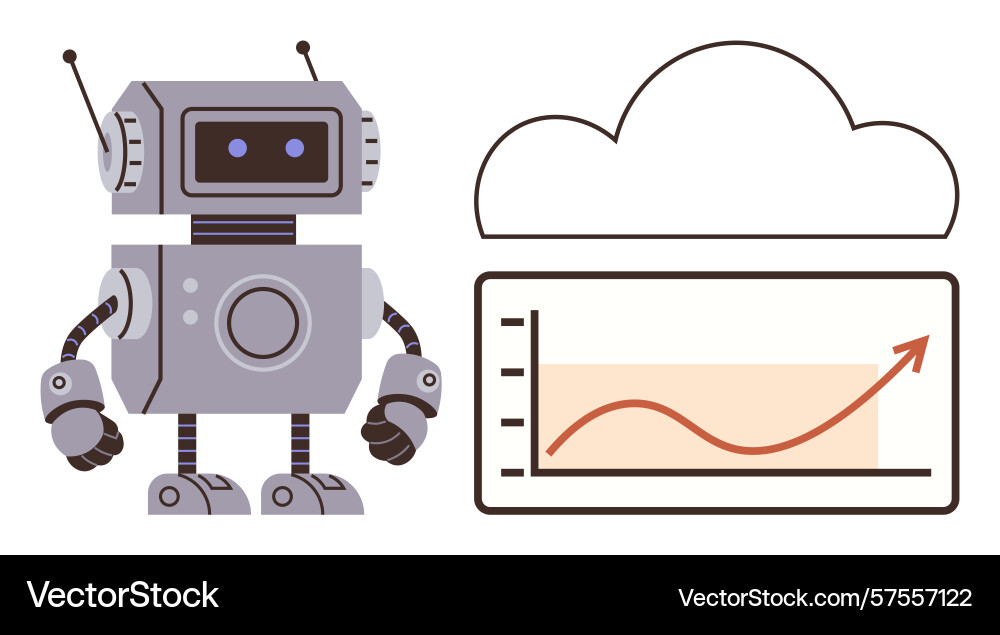 Robot monitoring cloud-based data analytics Robot monitoring cloud-based data analytics vector image