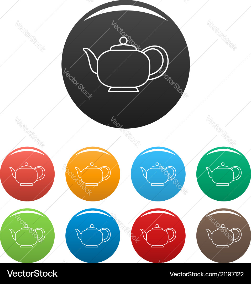 Teapot with handle icons set color vector image