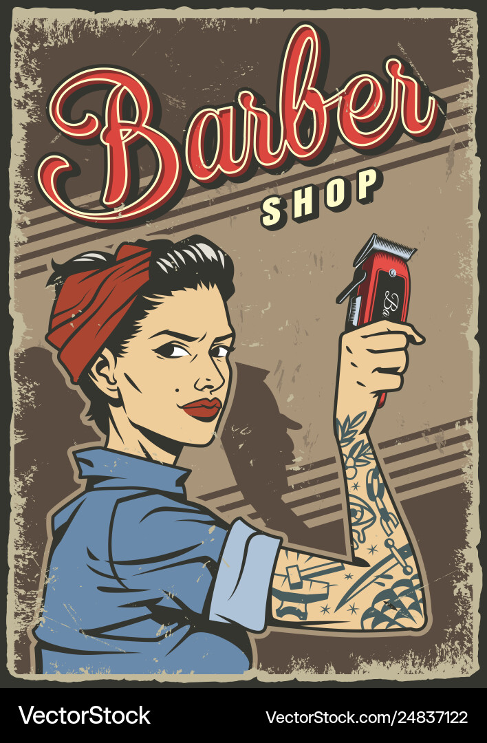 Vintage barbershop colorful poster Vintage barbershop colorful poster vector image