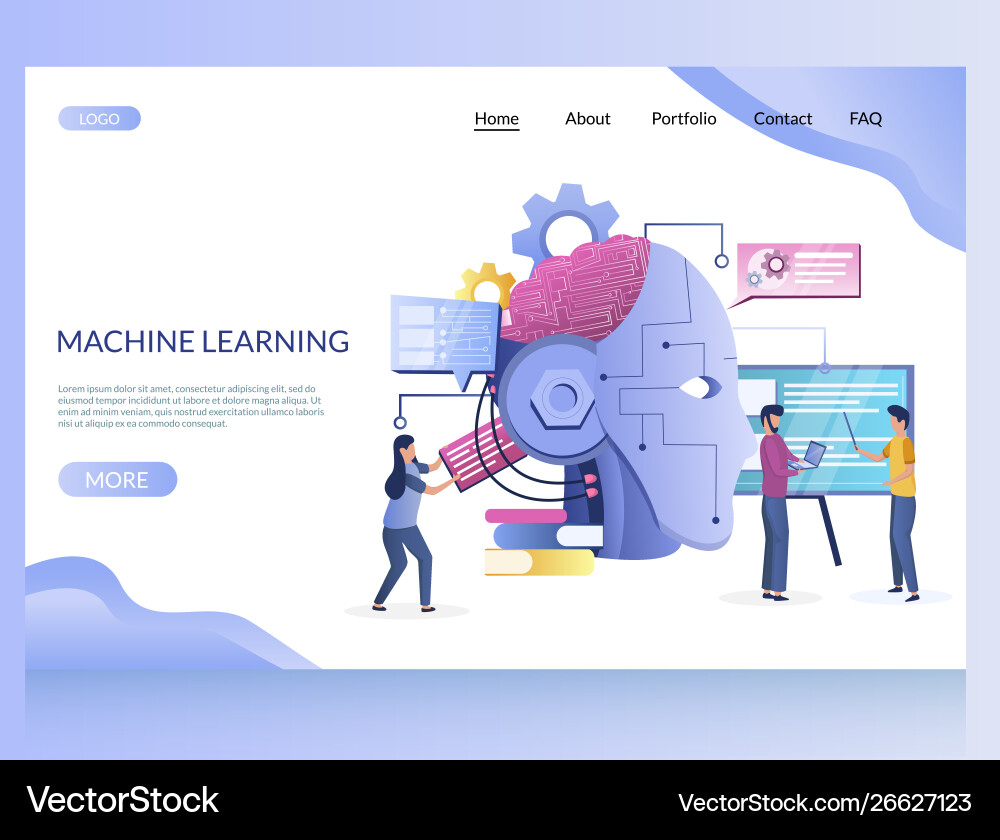 AI Machine Learning Website Template Vector Image