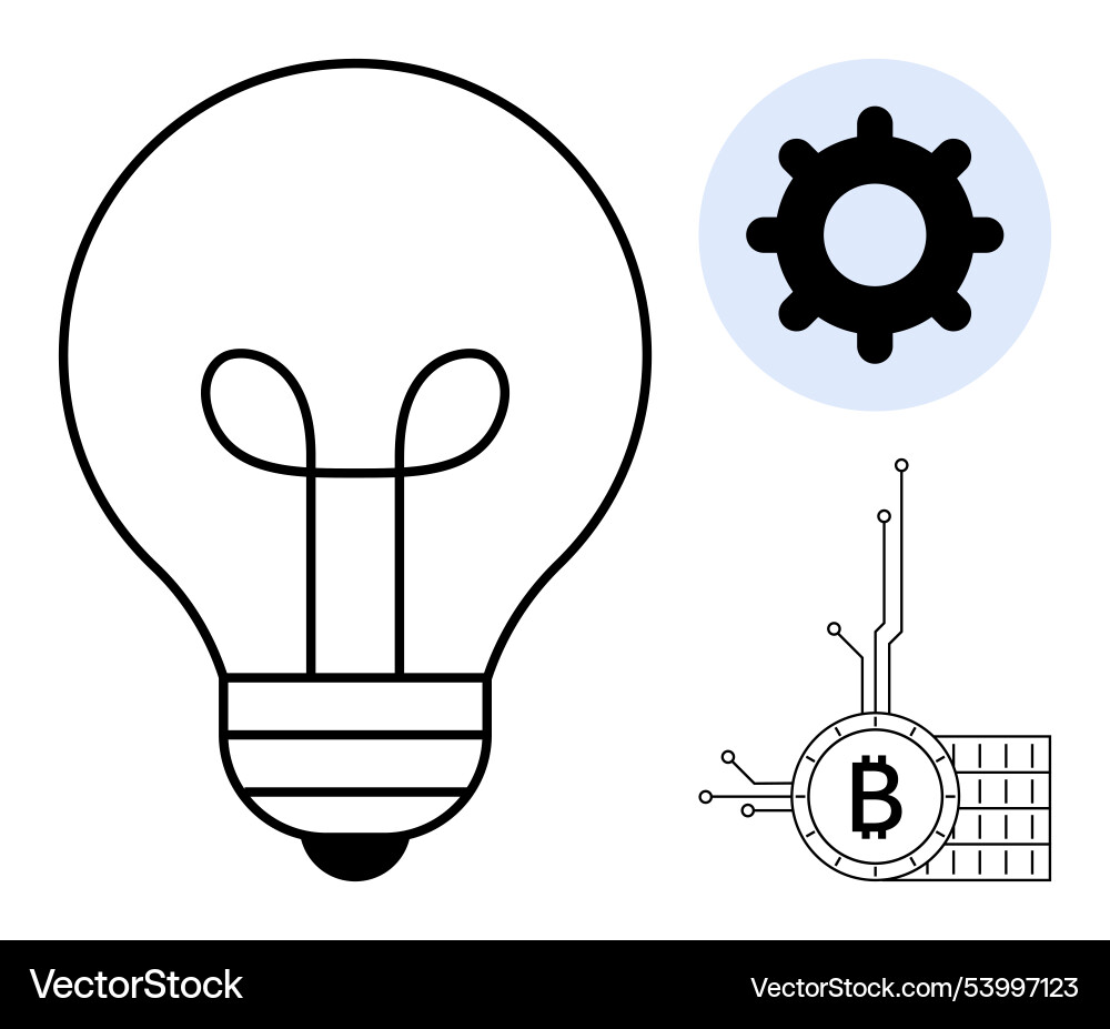 Conceptual lightbulb with blockchain bitcoin Conceptual lightbulb with blockchain bitcoin vector image