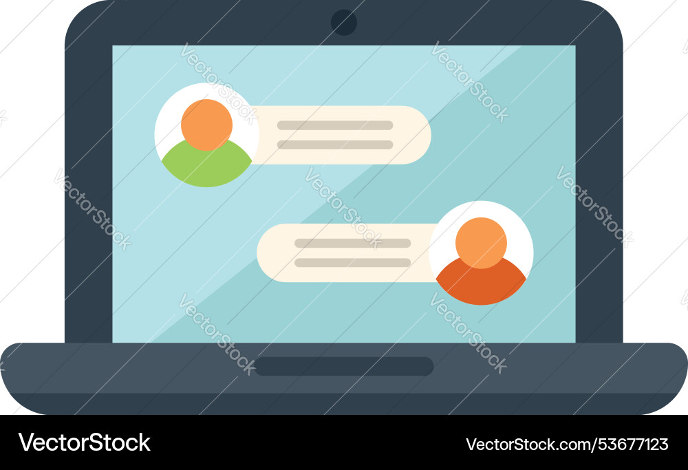 Laptop showing instant messaging application Laptop showing instant messaging application vector image