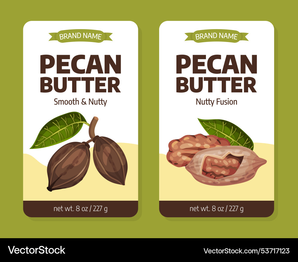 Pecan nut butter label design with kernel Pecan nut butter label design with kernel vector image