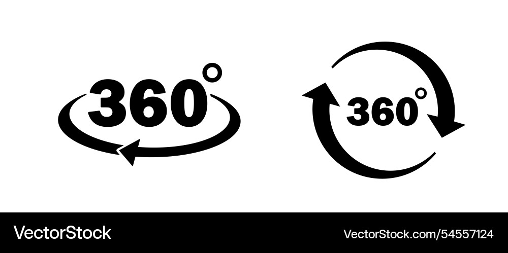 360 degrees icon set rotation and angle of views vector image