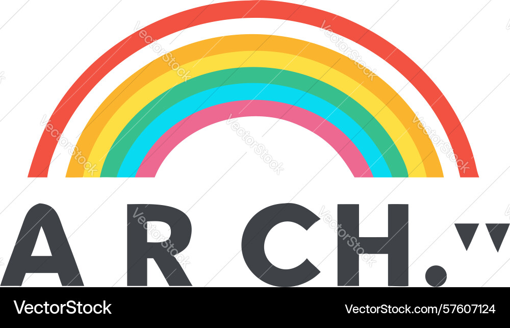 Arch text rainbow design generative ai vector image