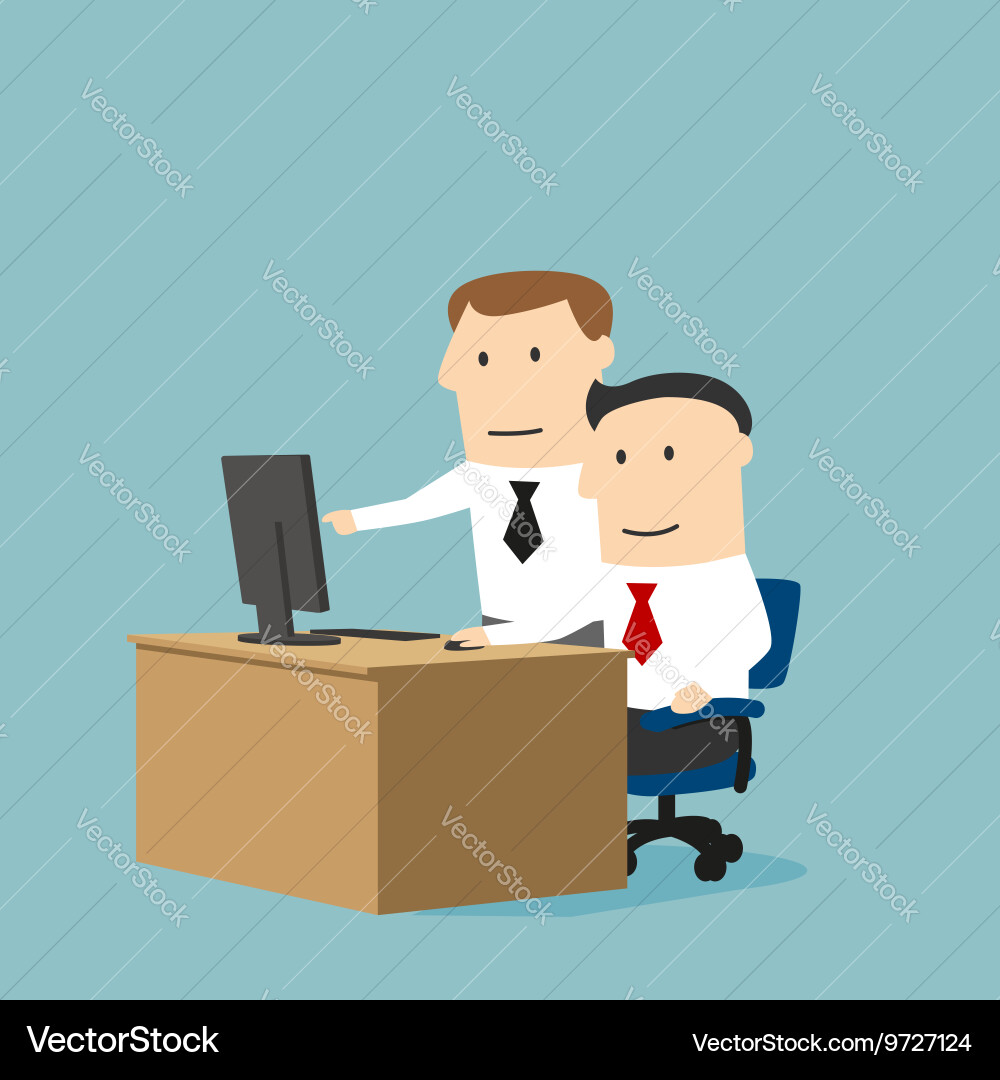 Business colleges working together using computer vector image