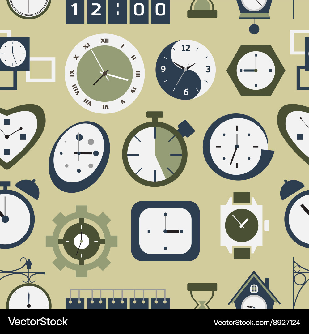 Clocks icons pattern vector image