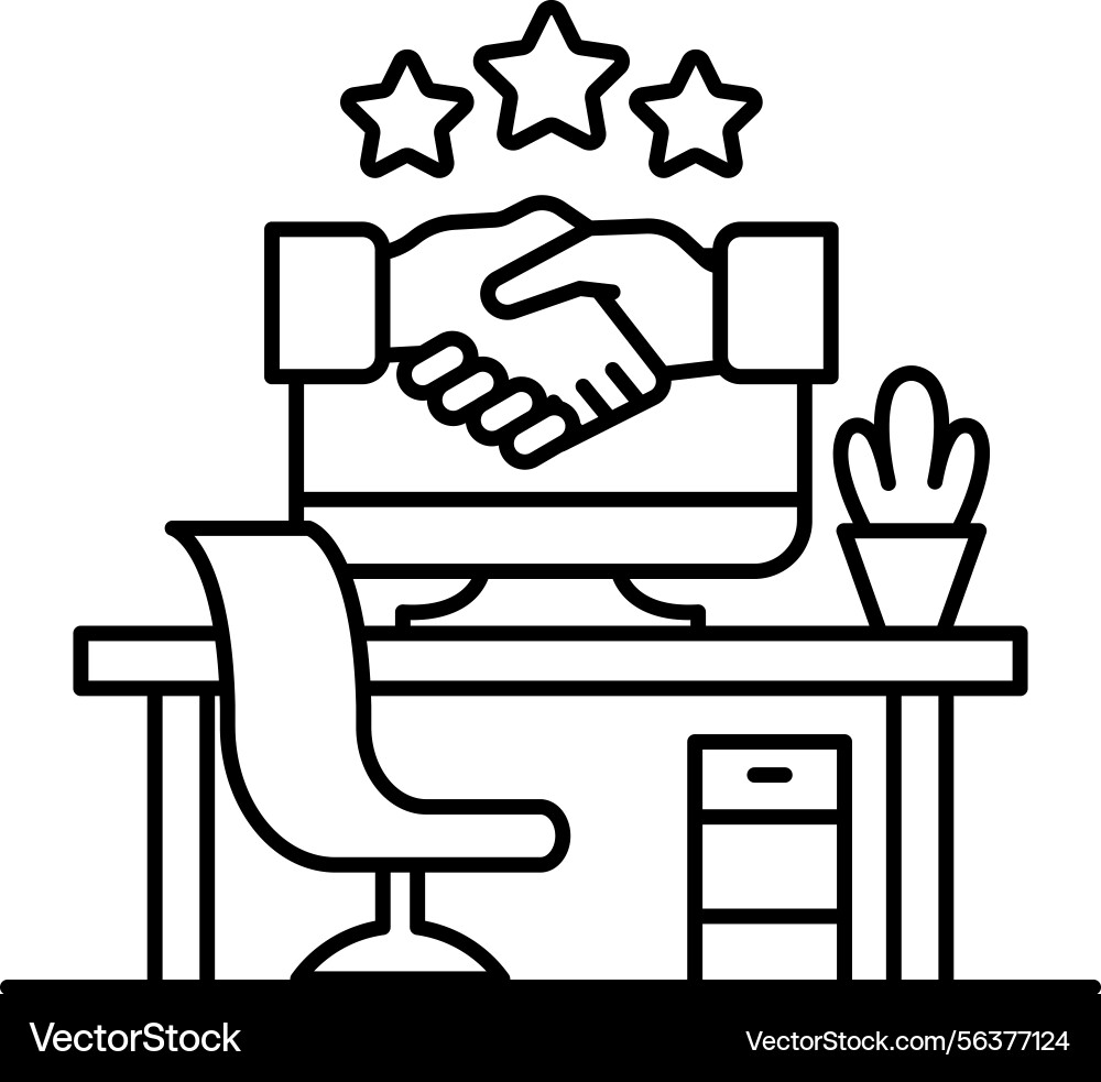 Computer monitor with a hand on it and star Computer monitor with a hand on it and star vector image
