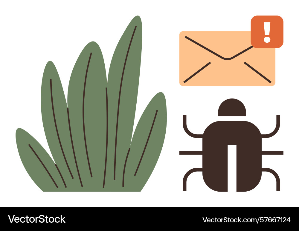 Cybersecurity alert featuring bug email Cybersecurity alert featuring bug email vector image