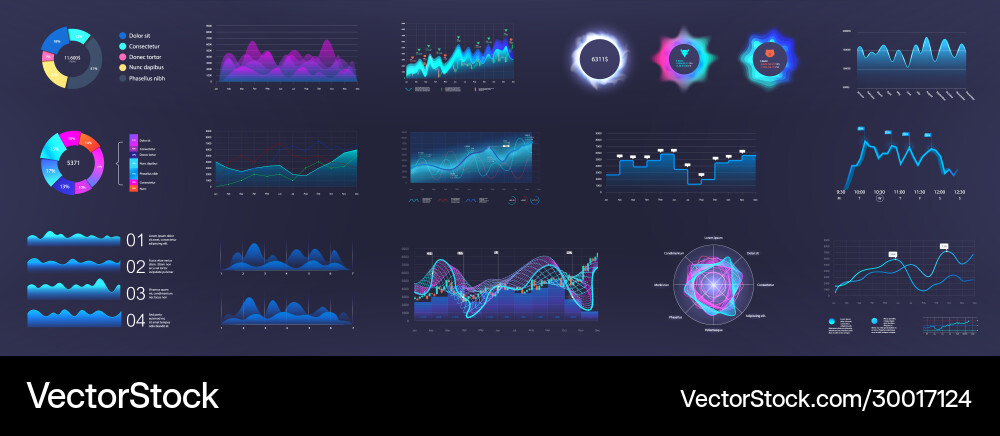 Dashboard UI Kit - Color Charts vector image