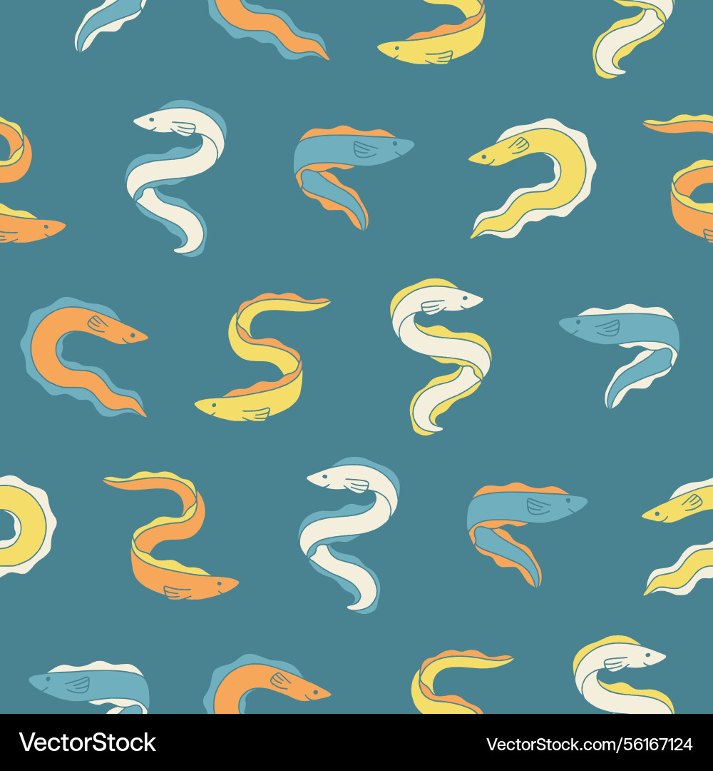 Eel seamless pattern background for print fabric Eel seamless pattern background for print fabric Vector Image