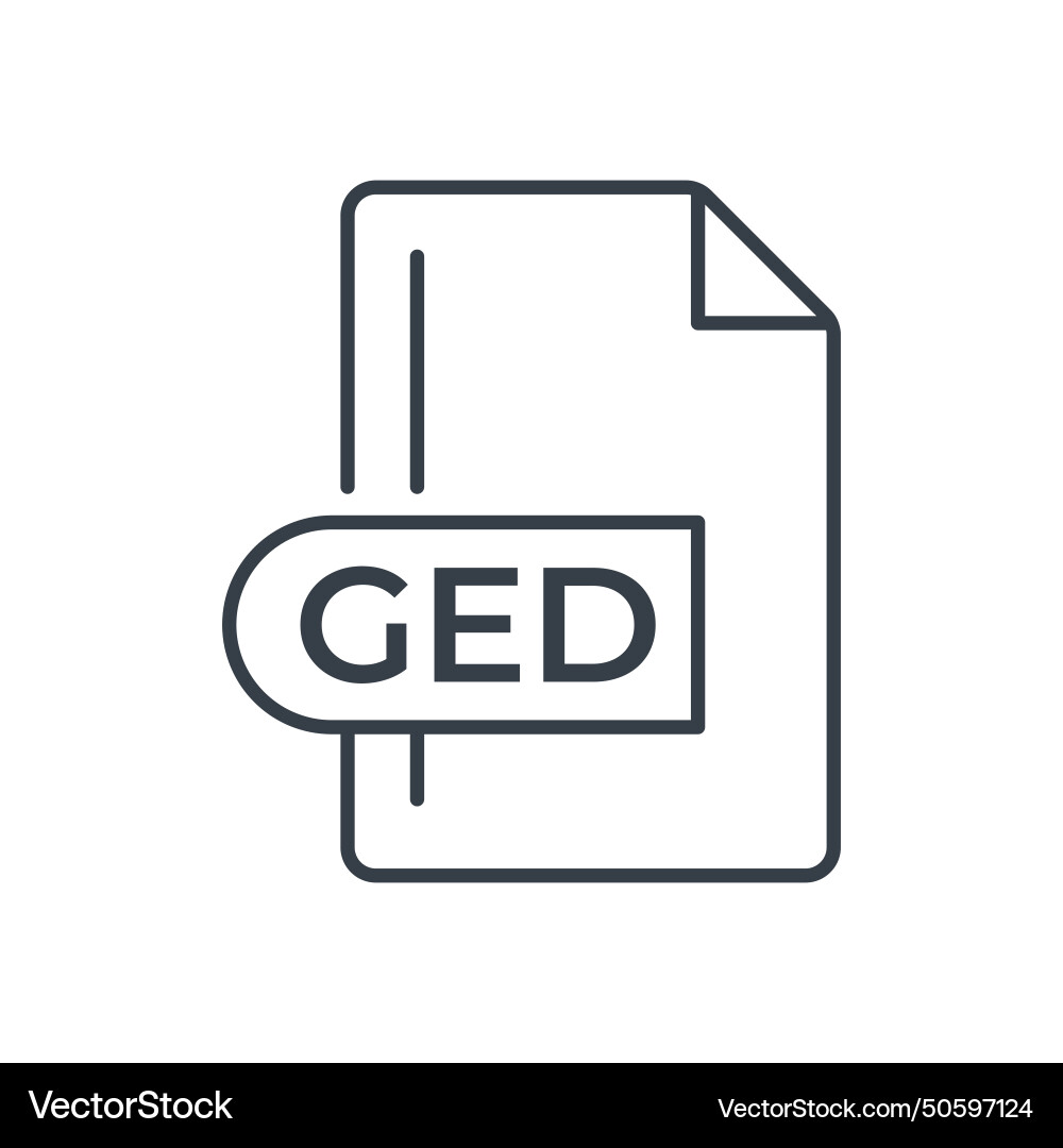 Ged icon file format extension line Vector Image