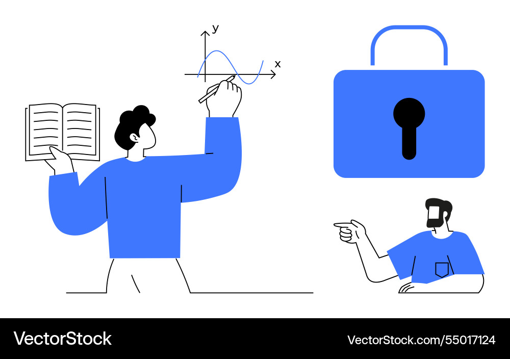 Learning concept with reading graph analysis Learning concept with reading graph analysis vector image