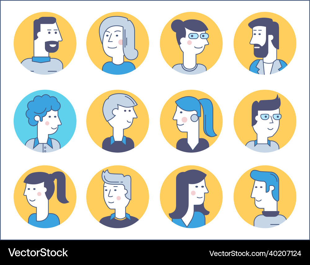 Material cartoon avatars trendy characters Material cartoon avatars trendy characters vector image