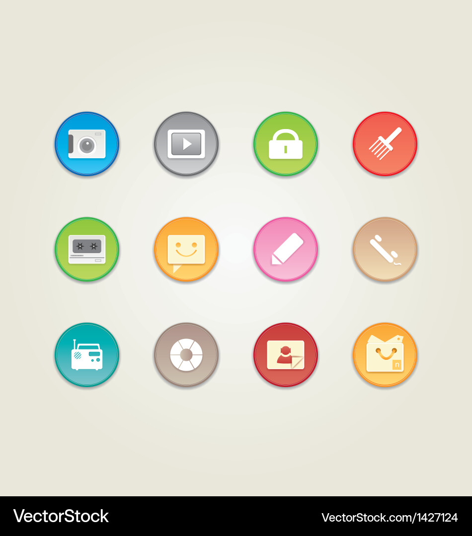 Mobile and Web Icon Set vector image