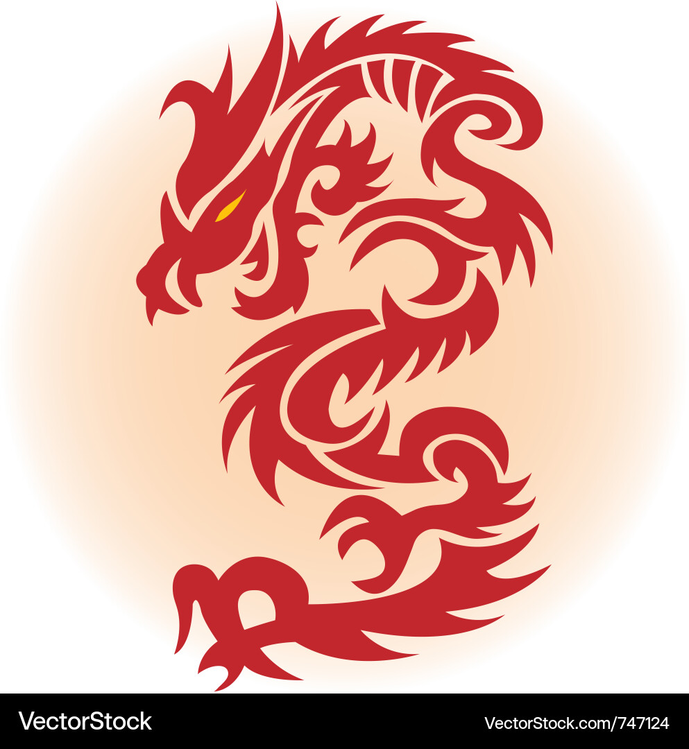 Red Dragon Motif Vector Image