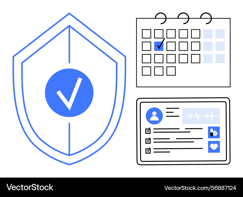 Security shield calendar with marked date Security shield calendar with marked date Vector Image