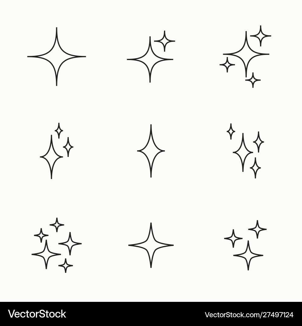 Set stars sparkle Set stars sparkle vector image