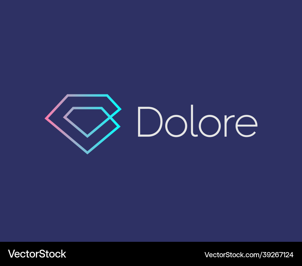 Thin line gem diamond loop gradient icon vector image