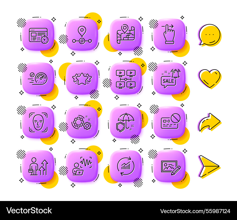 Touchscreen gesture web timer and gears line Touchscreen gesture web timer and gears line vector image