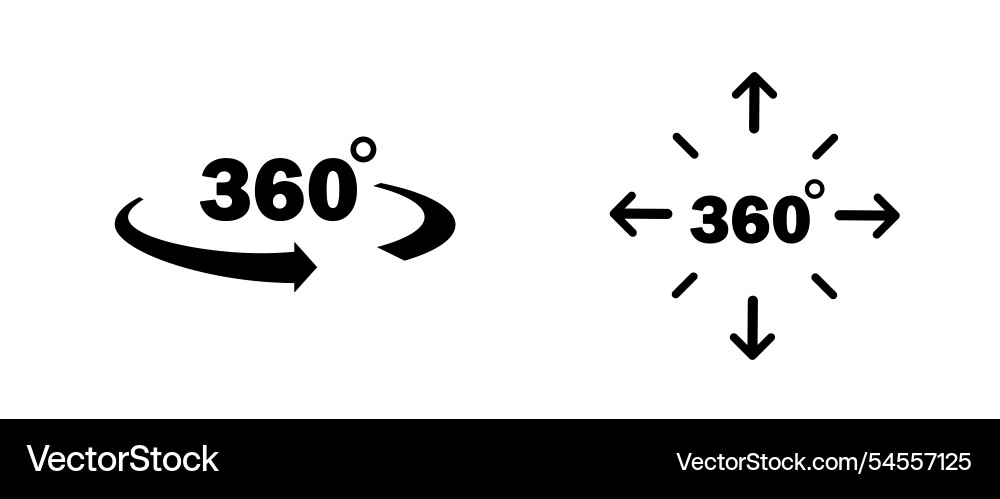 360 degrees icon set rotation and angle of views vector image