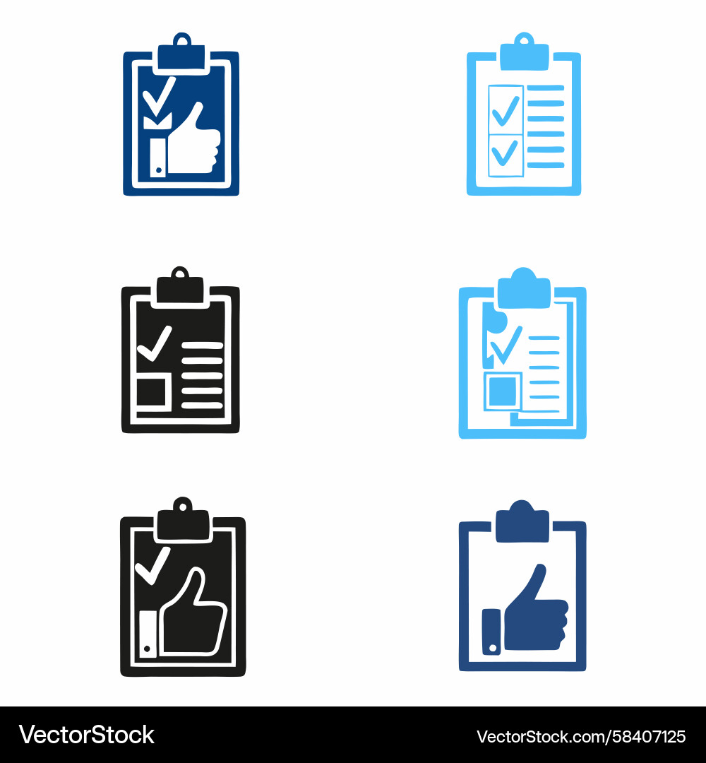 Clipboard Icons with Checkmarks & Task Symbols Vector Image