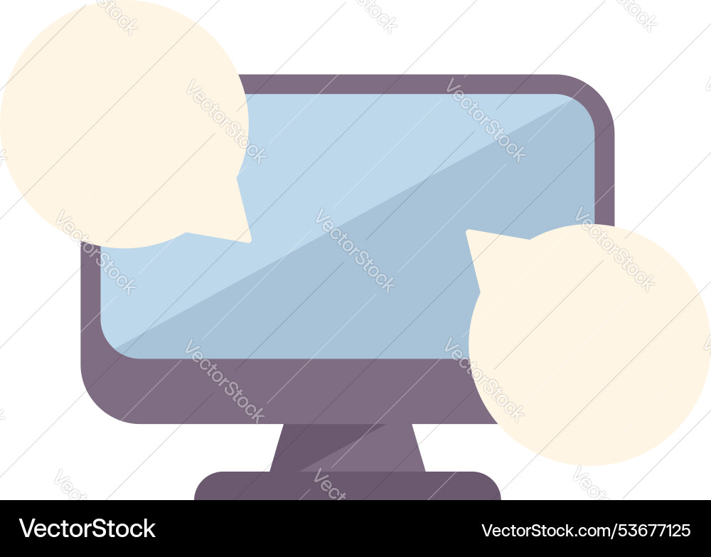 Desktop computer with two speech bubbles Desktop computer with two speech bubbles vector image