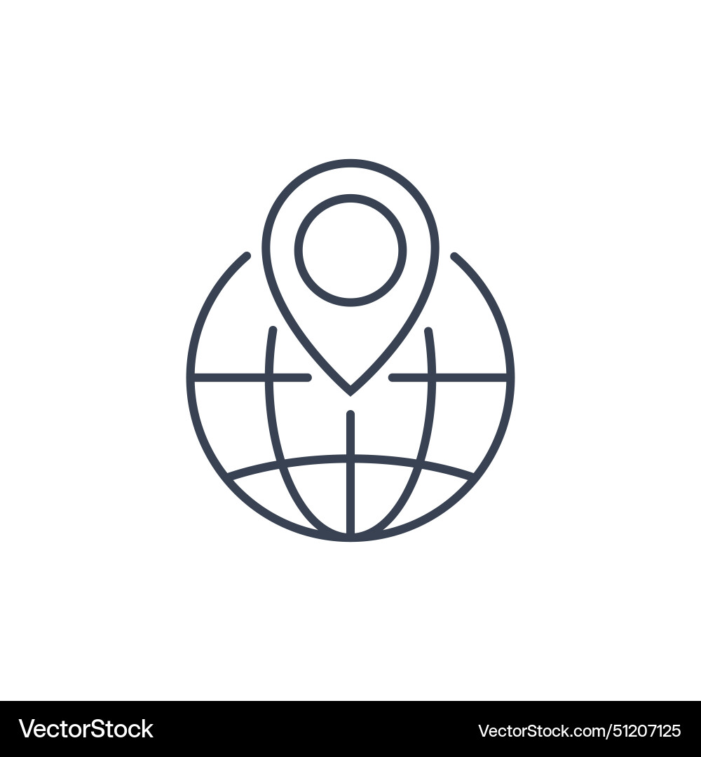 Globe location line icon concept minimal vector image