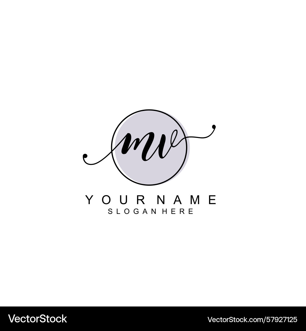 Handwriting logo concepts with initial mv Vector Image