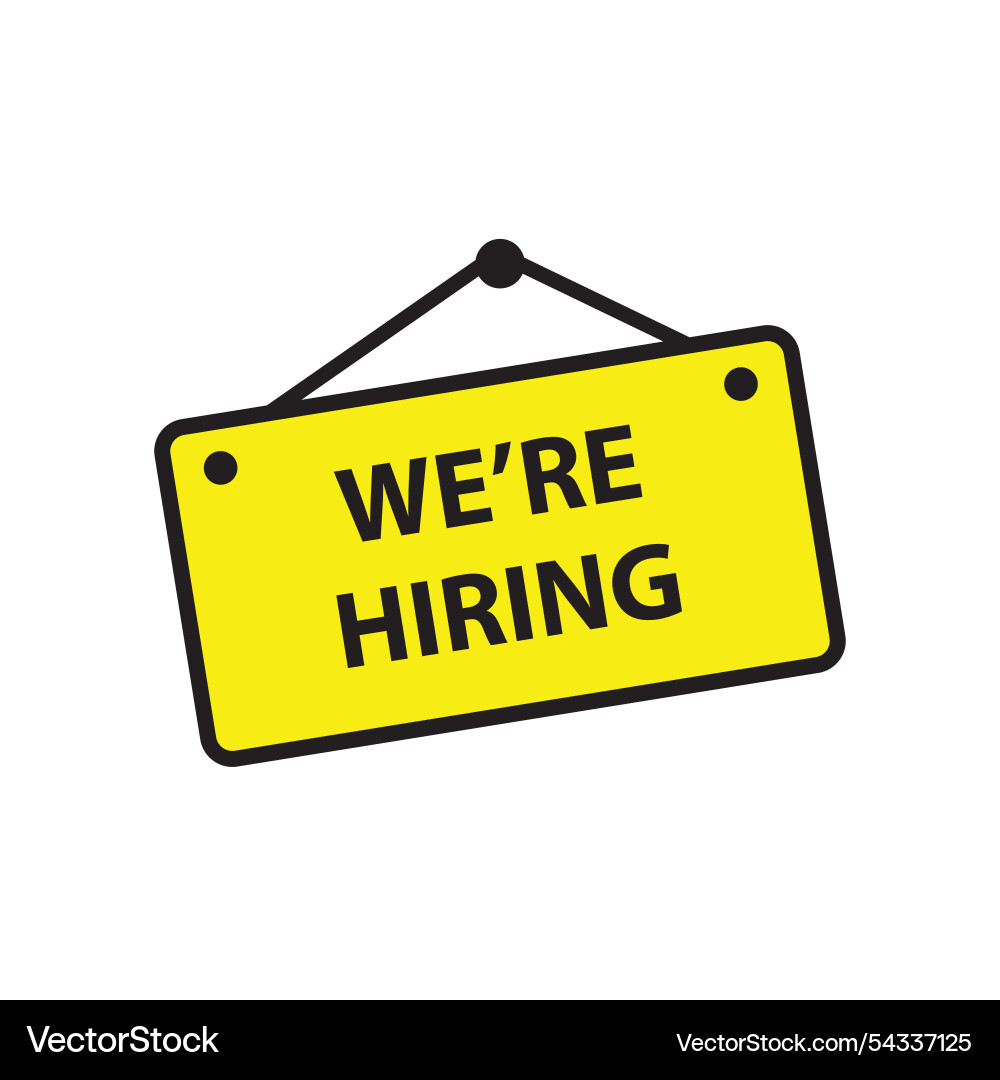 Hanging we are hiring sign board now icon Hanging we are hiring sign board now icon vector image