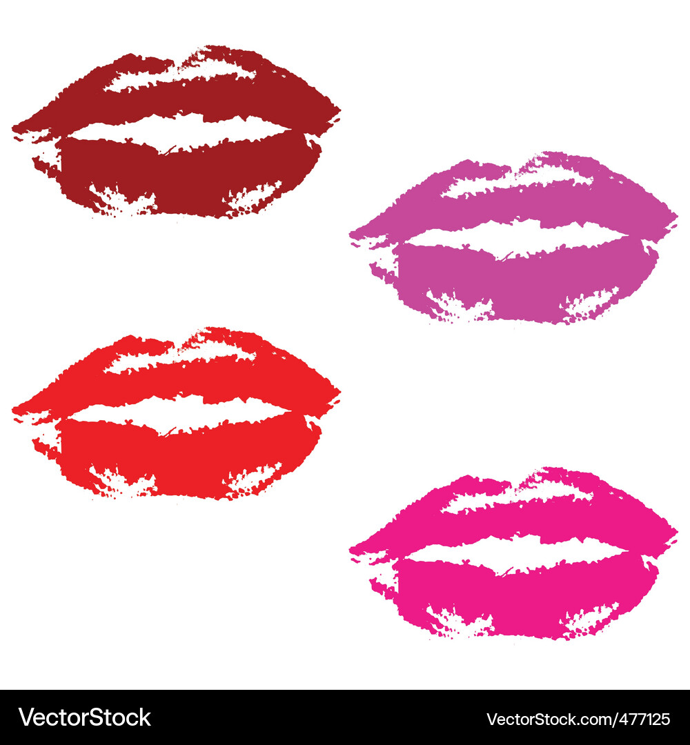 Lipstick Prints - Red & Pink Set Vector Image
