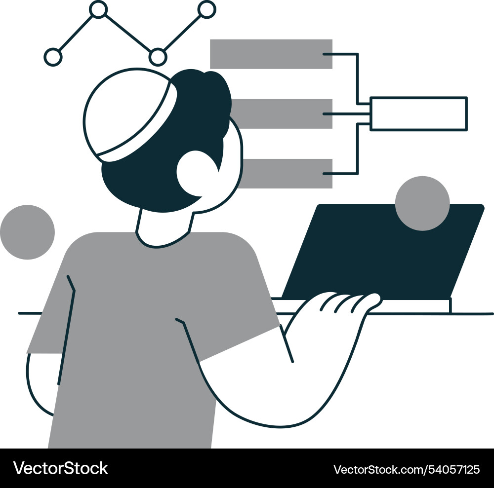 Man and training ai machine learning science vector image