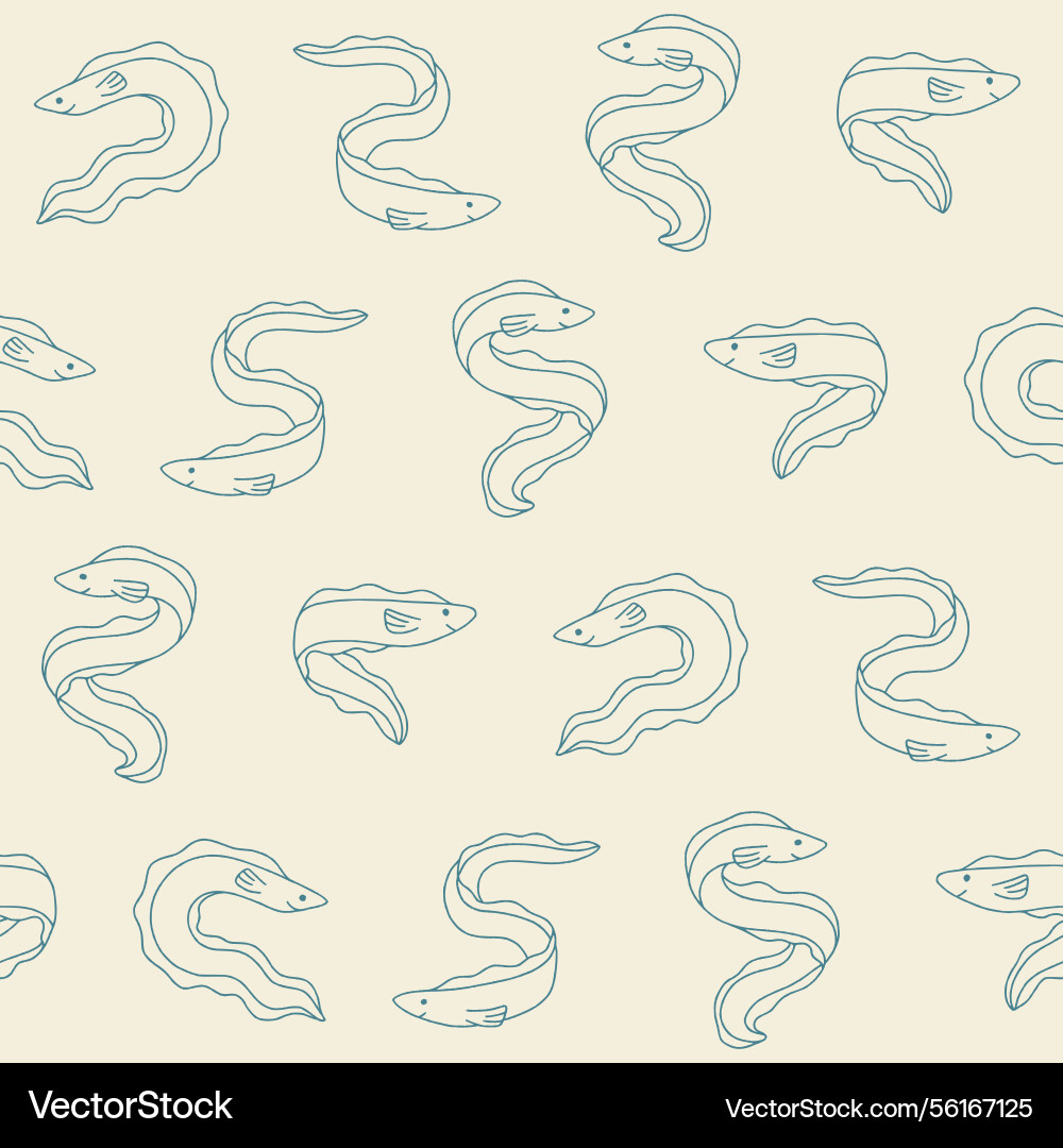 Outline eel seamless pattern background for print Vector Image