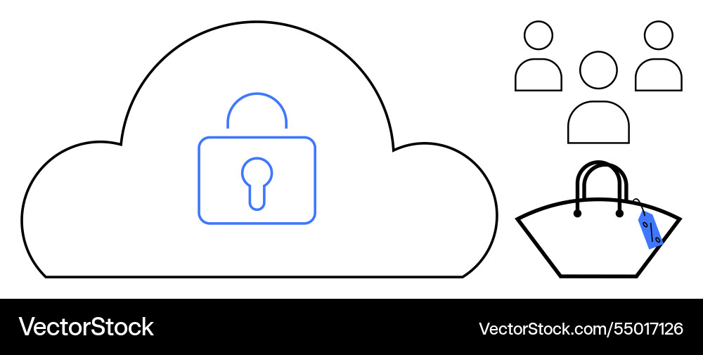 Cloud security representation with user group Cloud security representation with user group vector image