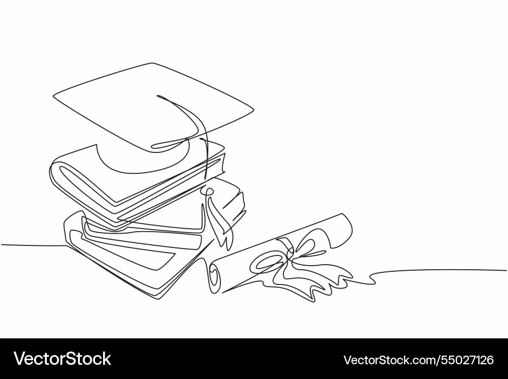 Continuous one line drawing some books stacked vector image