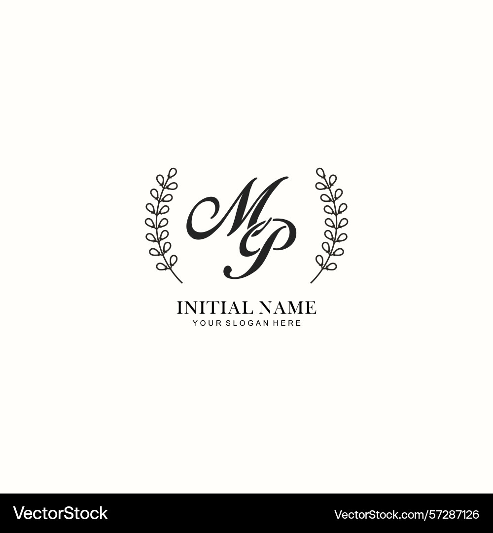 Mp initial logo templates with botanical elements Vector Image